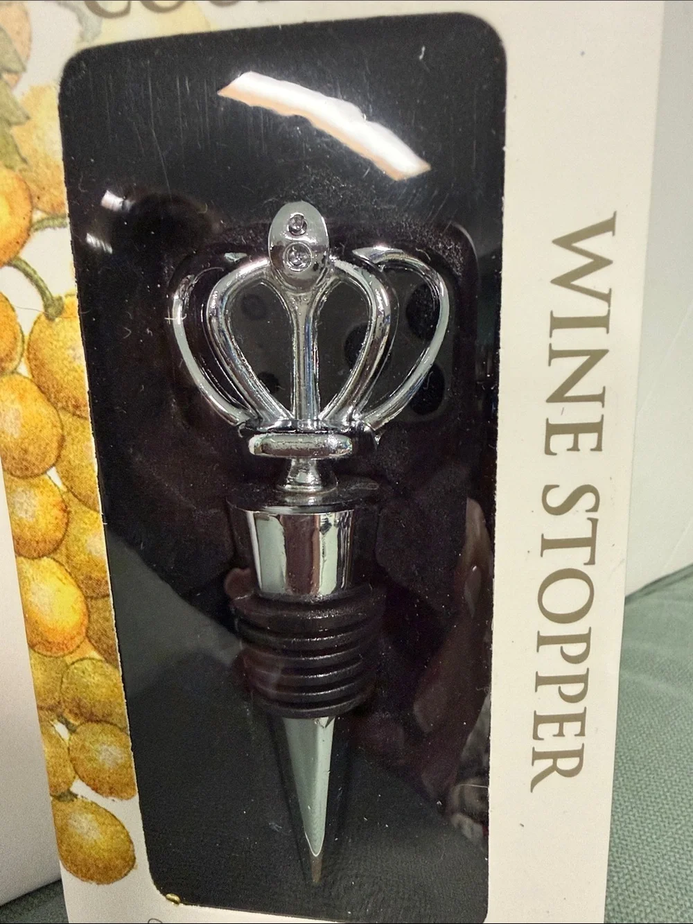 BNIB WINE COUNTRY SILVER CROWN WINE STOPPER CONNOISSEURS COLLECTION & GIFT BAG